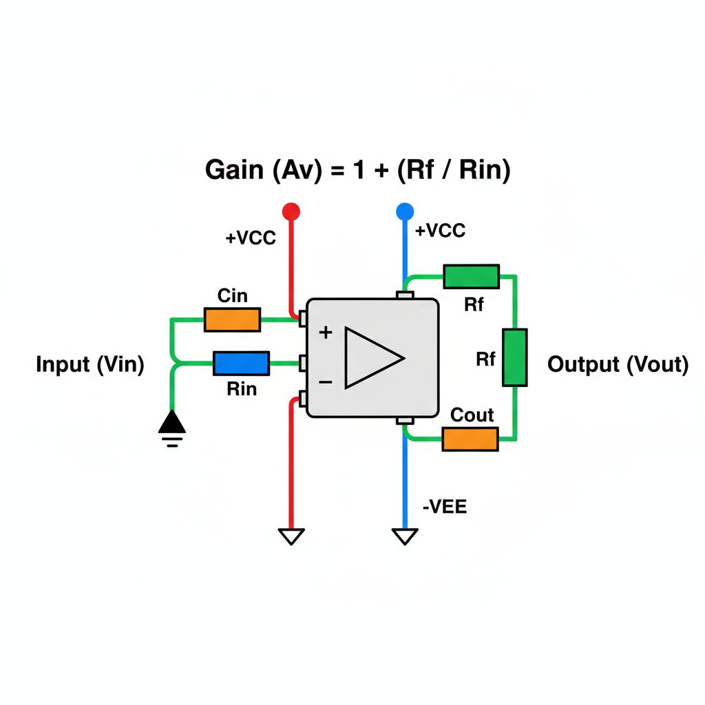 Electrical Op Amp Circuits Non Inverting Capacitors Diagram